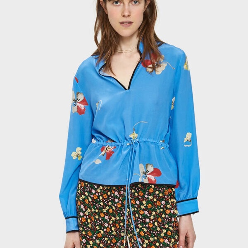 Ganni Joycedale Blouse Marina In Blue size 6